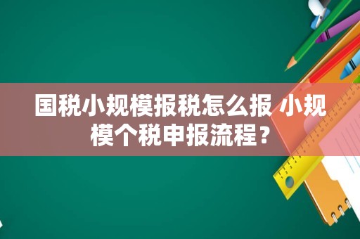 国税小规模报税怎么报 小规模个税申报流程？