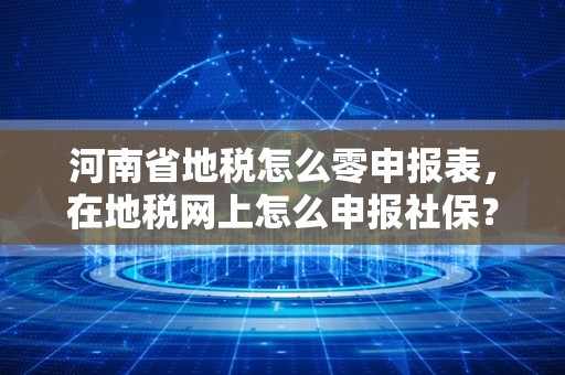 河南省地税怎么零申报表，在地税网上怎么申报社保？