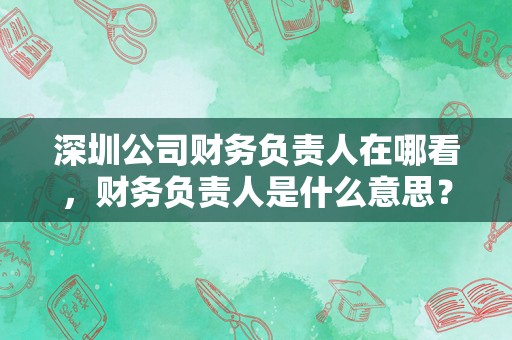 深圳公司财务负责人在哪看，财务负责人是什么意思？